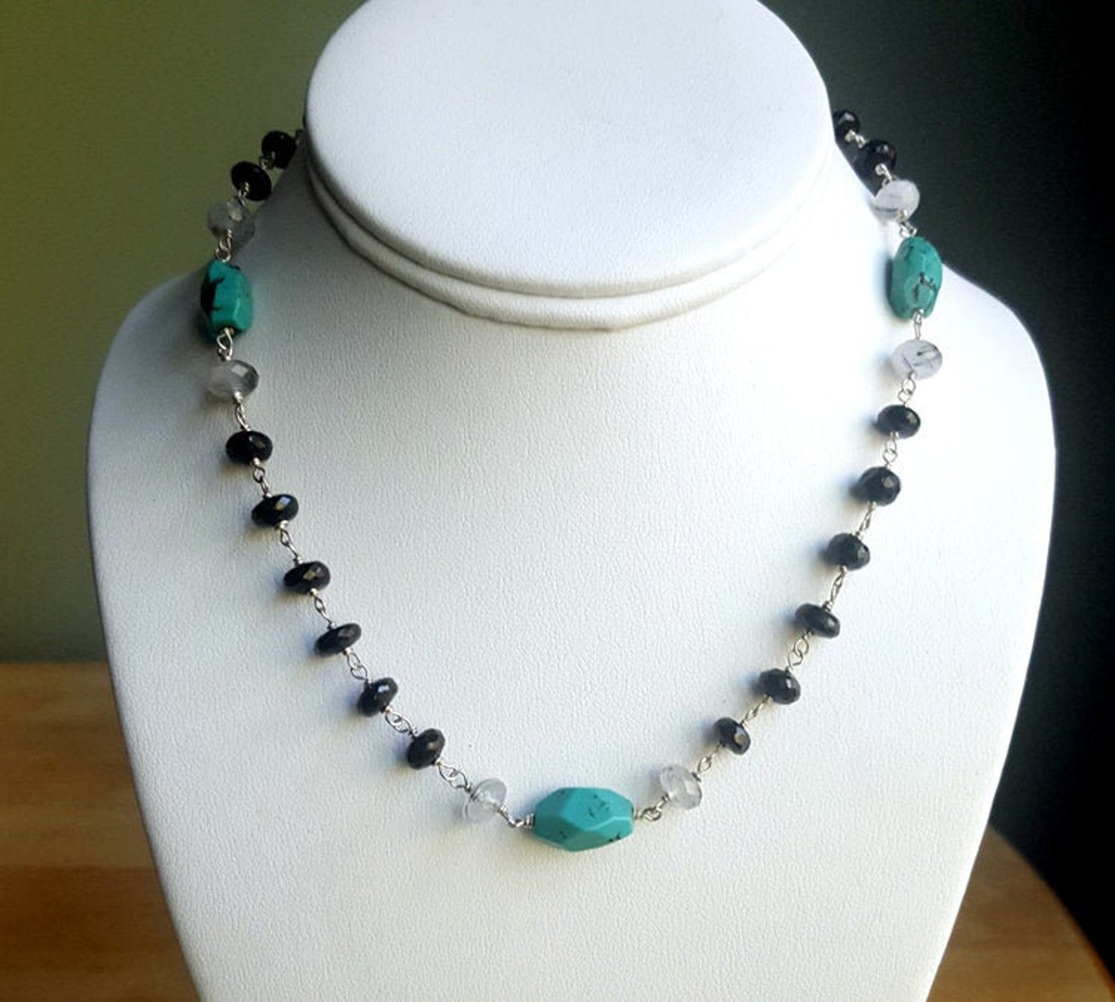 Gemstone Statement Necklace 16 Inch Choker Black Spinel - Etsy