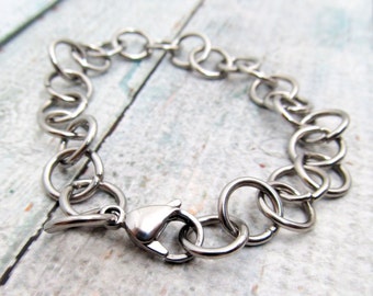 Stainless Steel Bracelet Chain - Finished Bracelet 10x10mm chain - Stainless Steel Chain - Large Bracelet  Stainless Steel Bracelet (062)