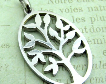 Tree of Life Pendant, Stainless Steel Stampable Tree Pendant SST Findings 35x22x2mm Medium Tree Charm Family Tree Pendant Tree of Life (035)