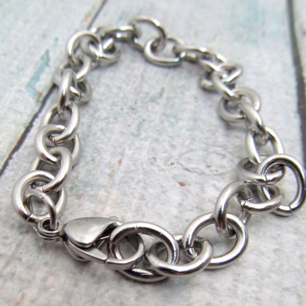 Stainless Steel Bracelet Chain - Finished Bracelet 10x8mm chain - Stainless Steel Chain - Large Bracelet Stainless Steel Bracelet (063)