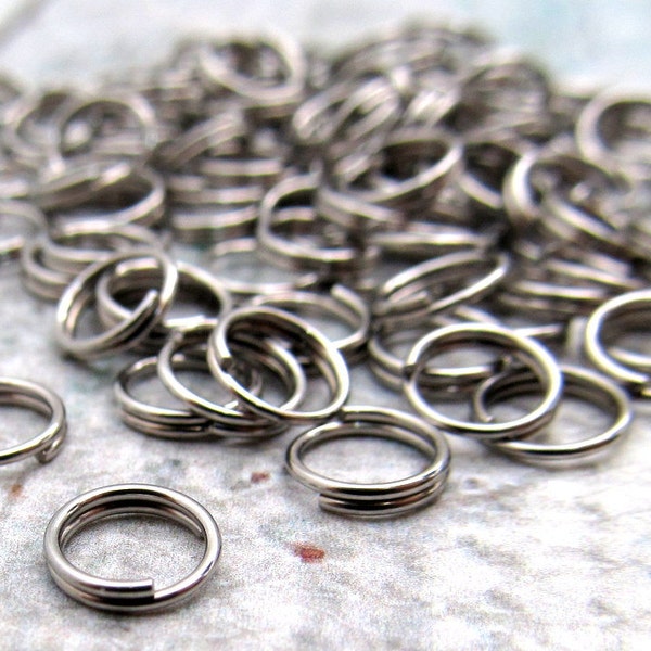 7mm Split Ring - Stainless Steel Split Rings - Set of 100 - SST Findings 7mm (077)