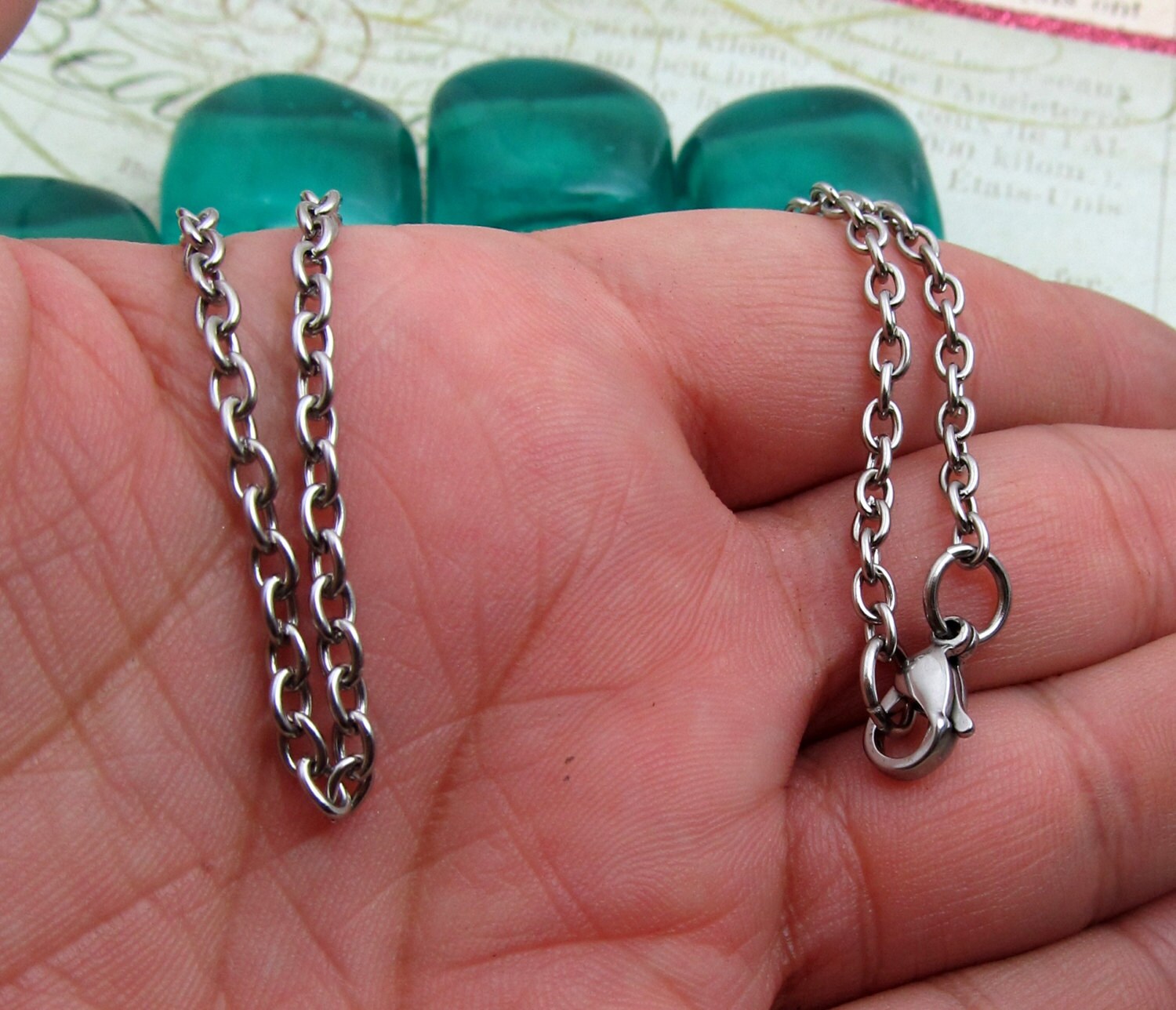 Stainless Steel Cable Chain Necklace With Lobster Clasp Etsy