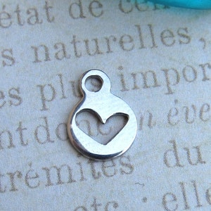 Stainless Steel Heart Charm, Stainless Steel Jewelry Pendant, Set of 10 SST Findings 8x11x1mm Small Heart Charm 010 image 2