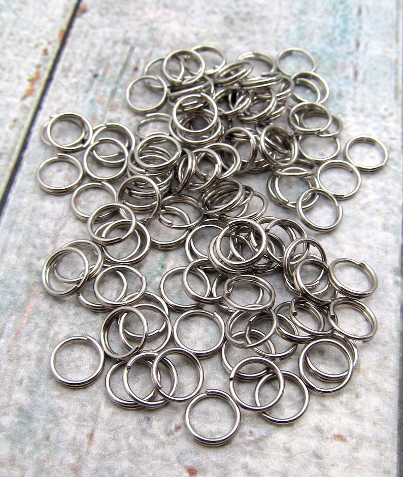 8mm Split Ring Stainless Steel Split Rings Set of 100 SST Findings 8mm 078 image 1