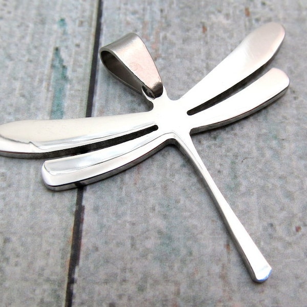 Stainless Steel Dragonfly Charm, Jewelry Pendant (45x32mm) Set of 2 or 10