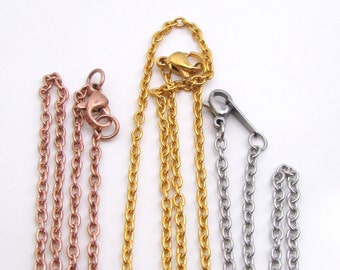 Stainless Steel Necklace Chain, Cable Chain Necklace with Lobster Clasp, Finished Necklace Supply for your pieces - 3 x 2.2mm chain (141)