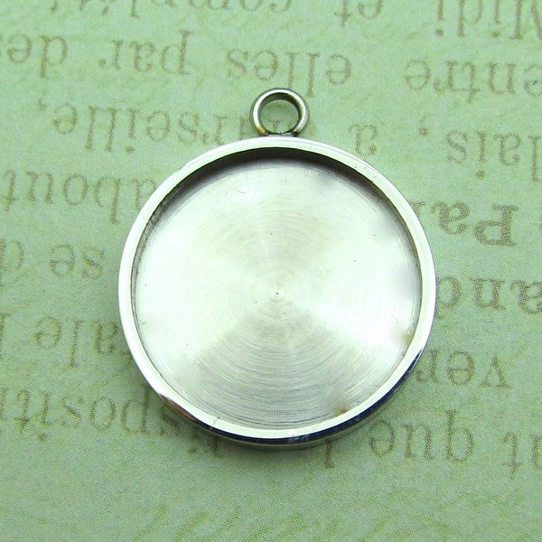 Bandeja colgante de acero inoxidable, bisel redondo de 18 mm, fabricación de joyas de resina