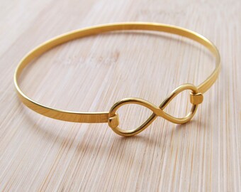 Gold Plated Stainless Steel Bracelet Blank, Gold Infinity Bracelet, Stainless Steel Wire Bracelet, Infinity Cuff Bracelet Blank