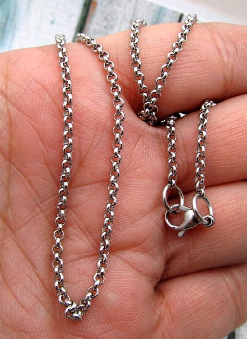 Stainless Steel Necklace Chain with Lobster Clasp Finished Necklace 2.3mm chain Stainless Steel Rolo Chain 16 18 20 22 or 24 056 image 5