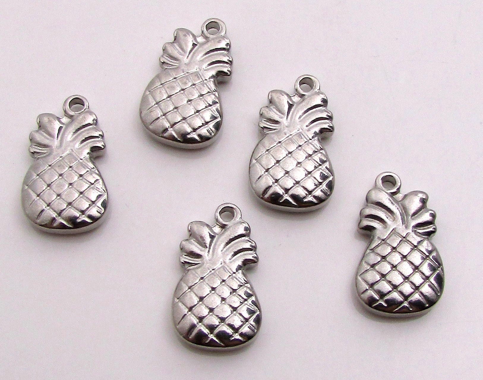 Pineapple Charm Stainless Steel Pineapple Charm Set of 5 | Etsy