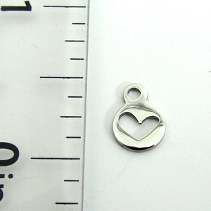 Stainless Steel Heart Charm, Stainless Steel Jewelry Pendant, Set of 10 SST Findings 8x11x1mm Small Heart Charm 010 image 5