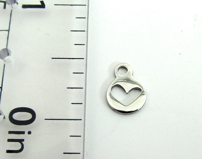 Stainless Steel Heart Charm, Stainless Steel Jewelry Pendant, Set of 10 SST Findings 8x11x1mm Small Heart Charm 010 image 5