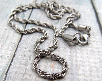 Stainless Steel Rope Chain Necklace with Lobster Clasp, Finished Necklace, 3mm chain, Stainless Steel Findings 16" 18" 20" 22" 24" 30" (067)