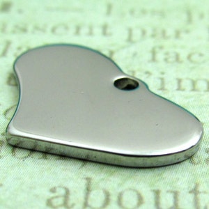 Heart Tag, Stainless Steel Heart Pendant, Set of 5 Silver Heart 19x12x1.4mm Medium Heart Charm Stampable Heart 049 image 3