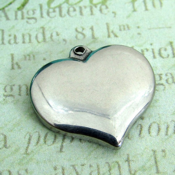 Heart Charm, Stainless Steel Heart Pendant, Set of 2 SST Findings 17x16x2.5mm heart  pendant charms Heart Charm Medium (033)