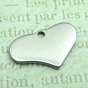Heart Tag, Stainless Steel Heart Pendant, Set of 5 Silver Heart 19x12x1.4mm Medium Heart Charm Stampable Heart 049 image 1
