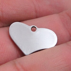 Heart Tag, Stainless Steel Heart Pendant, Set of 5 Silver Heart 19x12x1.4mm Medium Heart Charm Stampable Heart 049 image 5