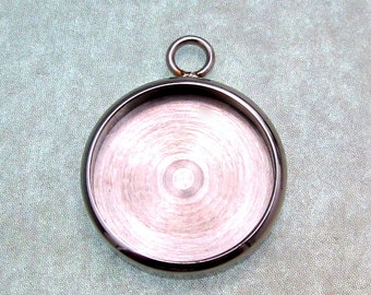 Bezel Setting -  Stainless Steel Tray - Pendant Tray 304 Stainless Steel Bezel Pendant, 14mm Round Bezel For Resin 16x20x3mm  (061)