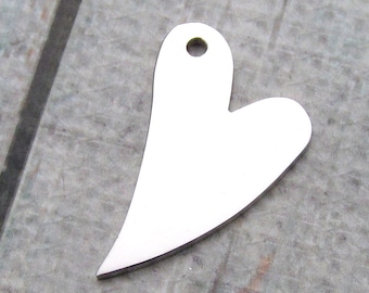 Stainless Steel Funky Heart Pendant Blanks, Set of 2