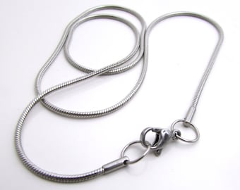 1.5mm Snake Chain - Stainless Steel Necklace Chain, 18" Necklace with Lobster Clasp, Finished Necklace - 1.5mm stainless steel chain (144)