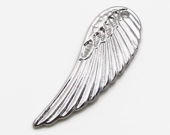 Stainless Steel Angel Wing Charm, Wing Charm, Silver Wing Pendant, 31.5x11x2mm, Set of 3, Jewelry Finding, Stainless Steel Wing Charm  (137)