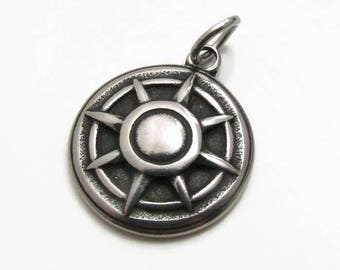 Nautical Ship Wheel Charm, Stainless Steel Charm, Jewelry Pendant, SST Findings 19mm, Set of 3,  Ship Wheel Pendant, Stainless Steel Pendant