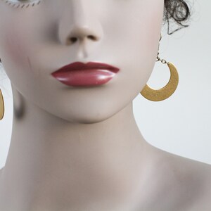 Bronze crescent, moon shaped dangle earrings made with repurposed pieces