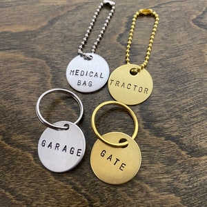 Custom Labels for your Keys, Belongings, Organize Your Stuff, Metal Tags, Keyring Identifiers, ID tags | Great for Vacation Rental BnB