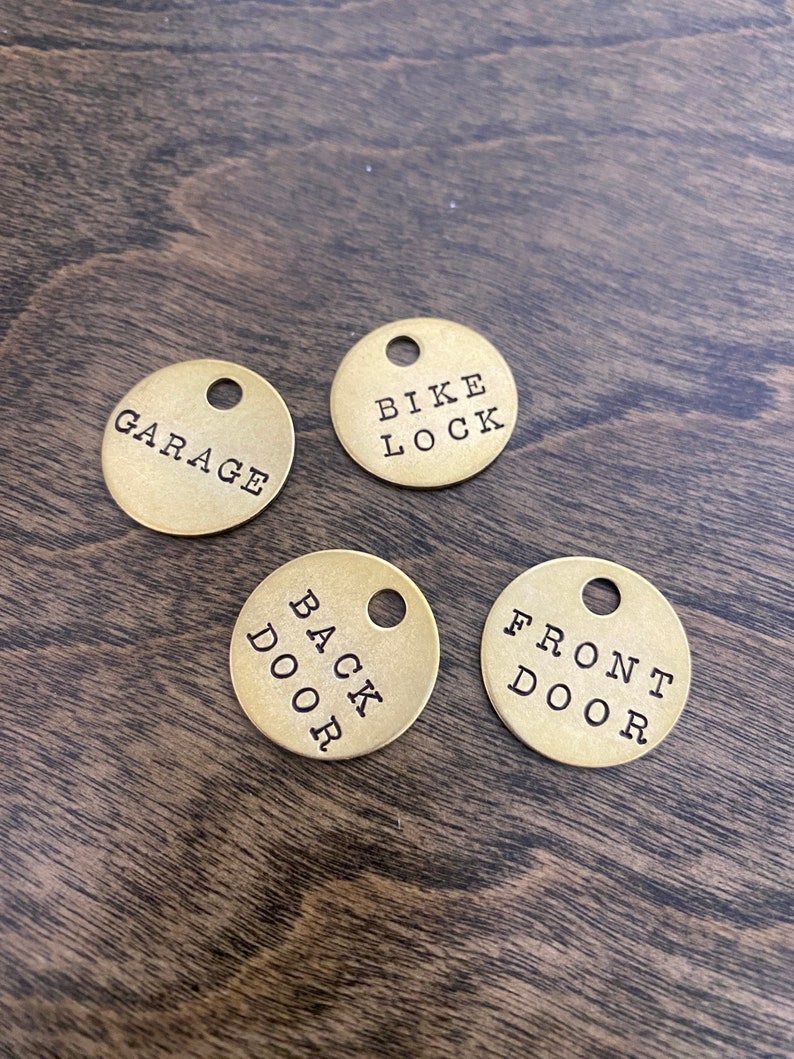 Handmade Brass Key Tags - Your Custom Text - Mark Your Keys ...