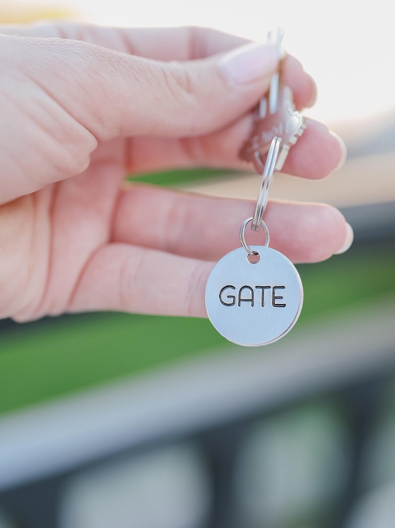 Key Chain Label Metal Key Label Keychains - Silver-colored Aluminum Metal Tag - Hand-stamped ...