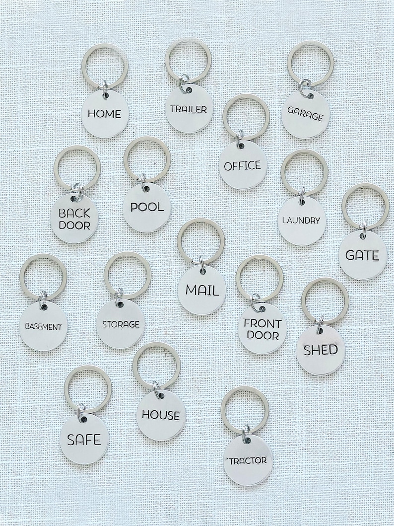 Key Chain Label Metal Key Label Keychains - Silver-colored Aluminum Metal Tag - Hand-stamped ...