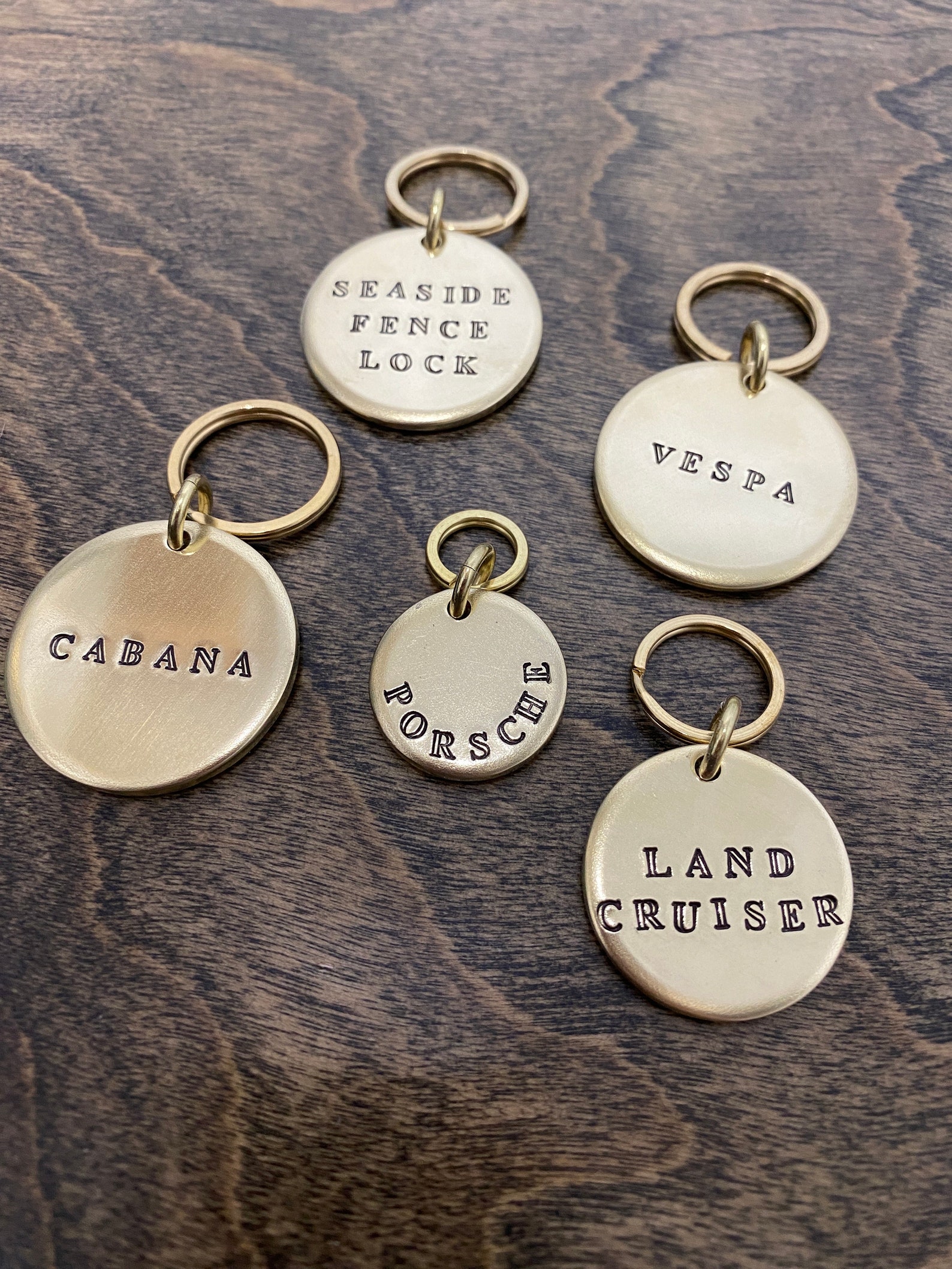 Key Chain Label Metal Thick Double Sided Brass Key Tag Labels - Any Custom Text - Super ...