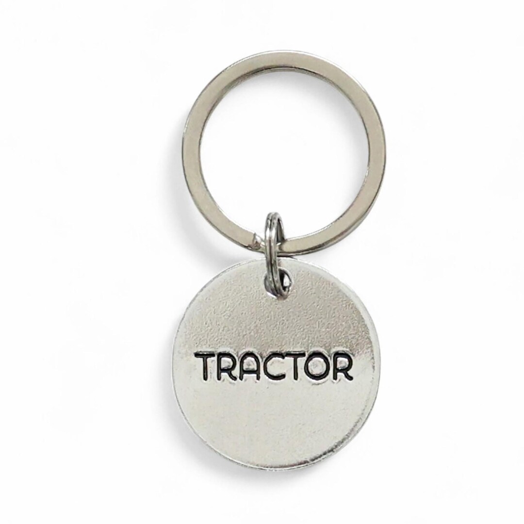 Key Chain Label Metal Tractor Key Label Keychain - Silver-colored Aluminum Metal Tag - Hand ...
