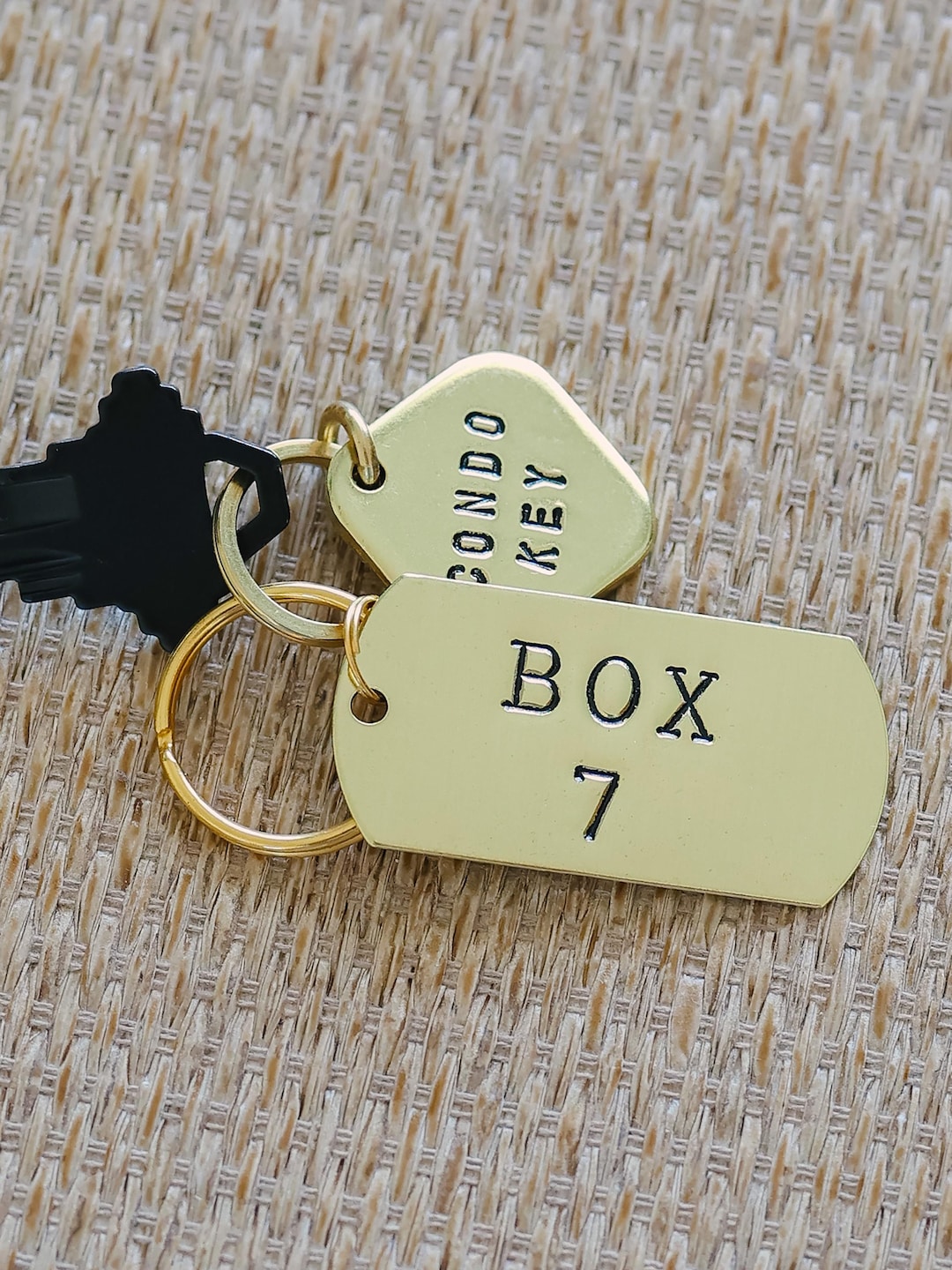 Customizable Box # Mailbox Number Hand-stamped Metal Keychain Tags ...