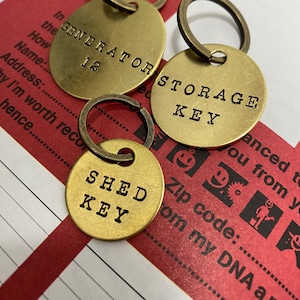 Handmade Brass Key Tags - Your Custom Text - Mark Your Keys ...