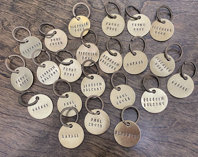 Hand Hammered Key Tags - CUSTOM - Favorite Band Lyrics Keychain - Quotes, Words of Wisdom, Sayings, Dates - BRASS - Label Anything