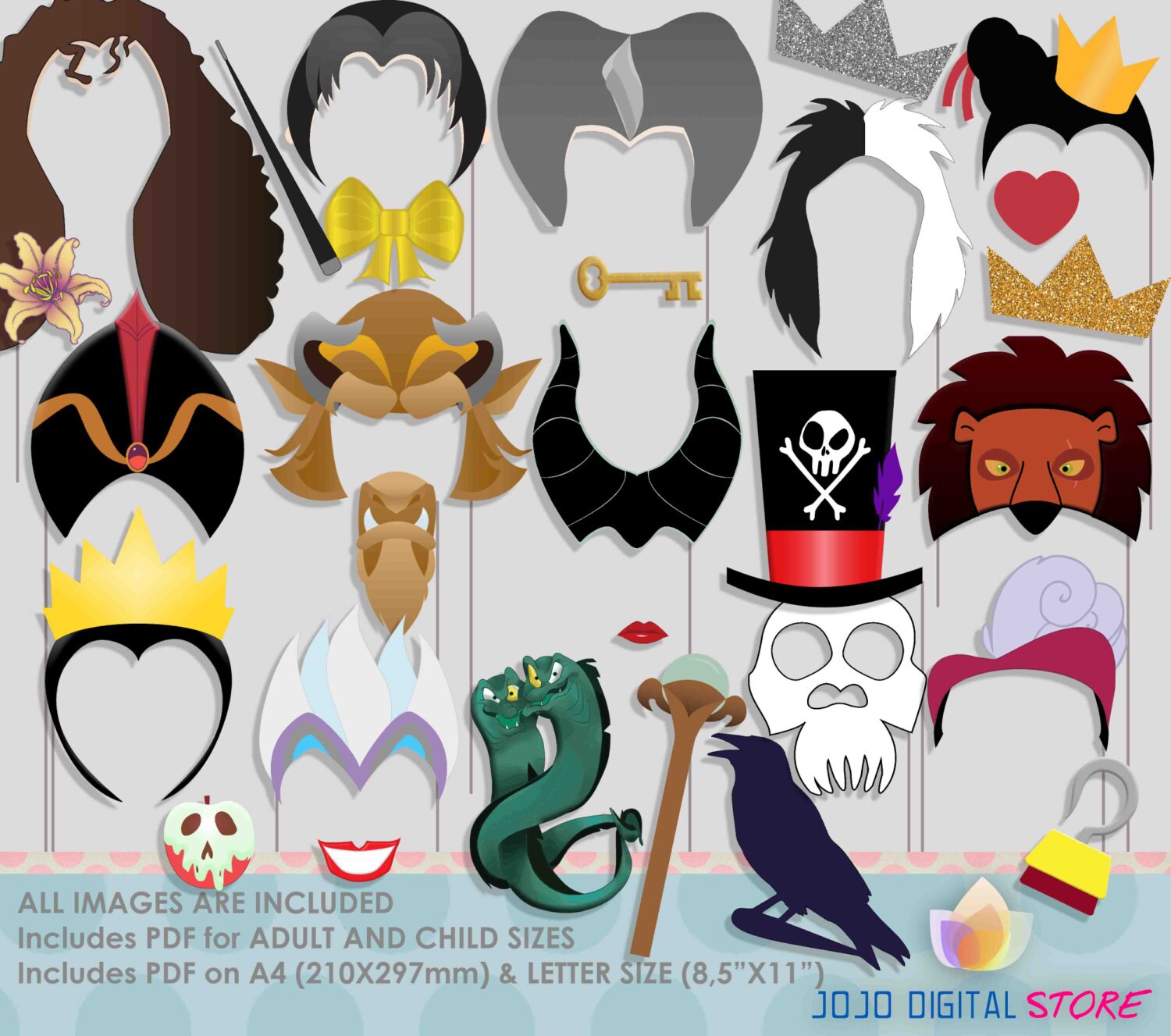 Villain Party Photo Booth Props, Princess Queen Villain Party Photo P…
