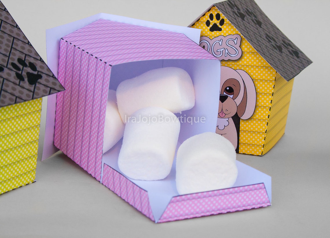 Puppy House Gift box Set Favor Box Printable for Doggie Etsy