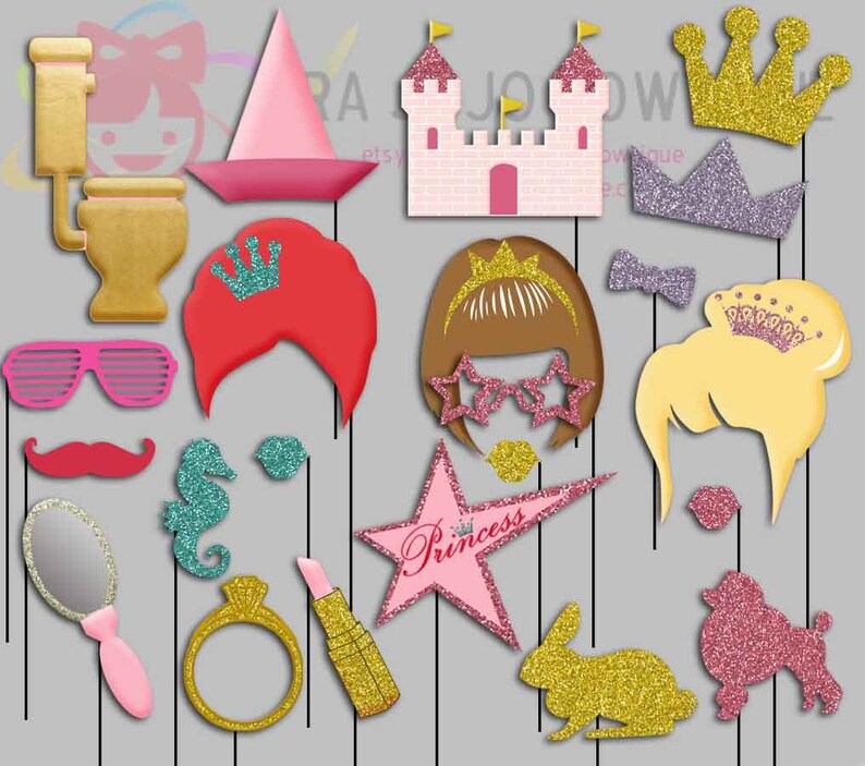 Glitter Princess Party Photo Booth Props Princess queen | Etsy