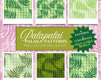 Seamless Palaka Repeat Pattern Pack, Hawaiian Hand-Drawn, FREE Bonus, Printable, Sublimation, Fabric, Commercial Use, Instant Download, PNG
