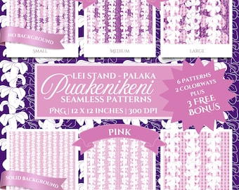 Puakenikeni Pattern: Hawaiian Floral Seamless Design (PNG, Instant Download)