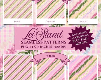 Hawaiian Lei Seamless Pattern: Tropical Fabric Print, Sublimation Design (PNG, Instant Download + Bonus Patterns)