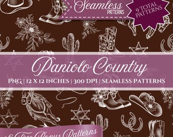 Hawaiian Paniolo Seamless Pattern: Cowboy Cowgirl PNG Design (Digital Download) Commercial Use