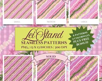 Hawaiian Lei Seamless Pattern: Tropical Fabric Print, Sublimation Design (PNG, Instant Download + Bonus Patterns)