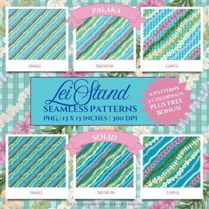Seamless Palaka Pattern Pack, FREE Bonus, Hawaiian Hand-Drawn,Printable, Sublimation, Fabric, Tropical, Commercial Use, Instant Download,PNG