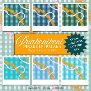 Seamless Puakenikeni Pikake Palaka Pattern Pack, Hawaiian Hand-Drawn, Printable, Sublimation, Fabric, Commercial Use, Instant Download, PNG