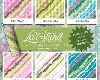 20oz Skinny Tumbler Digital Pattern Pack, +3 FREE Bonus Patterns, Hawaiian Hand-Drawn, Printables, Sublimation, Instant Download, PNG