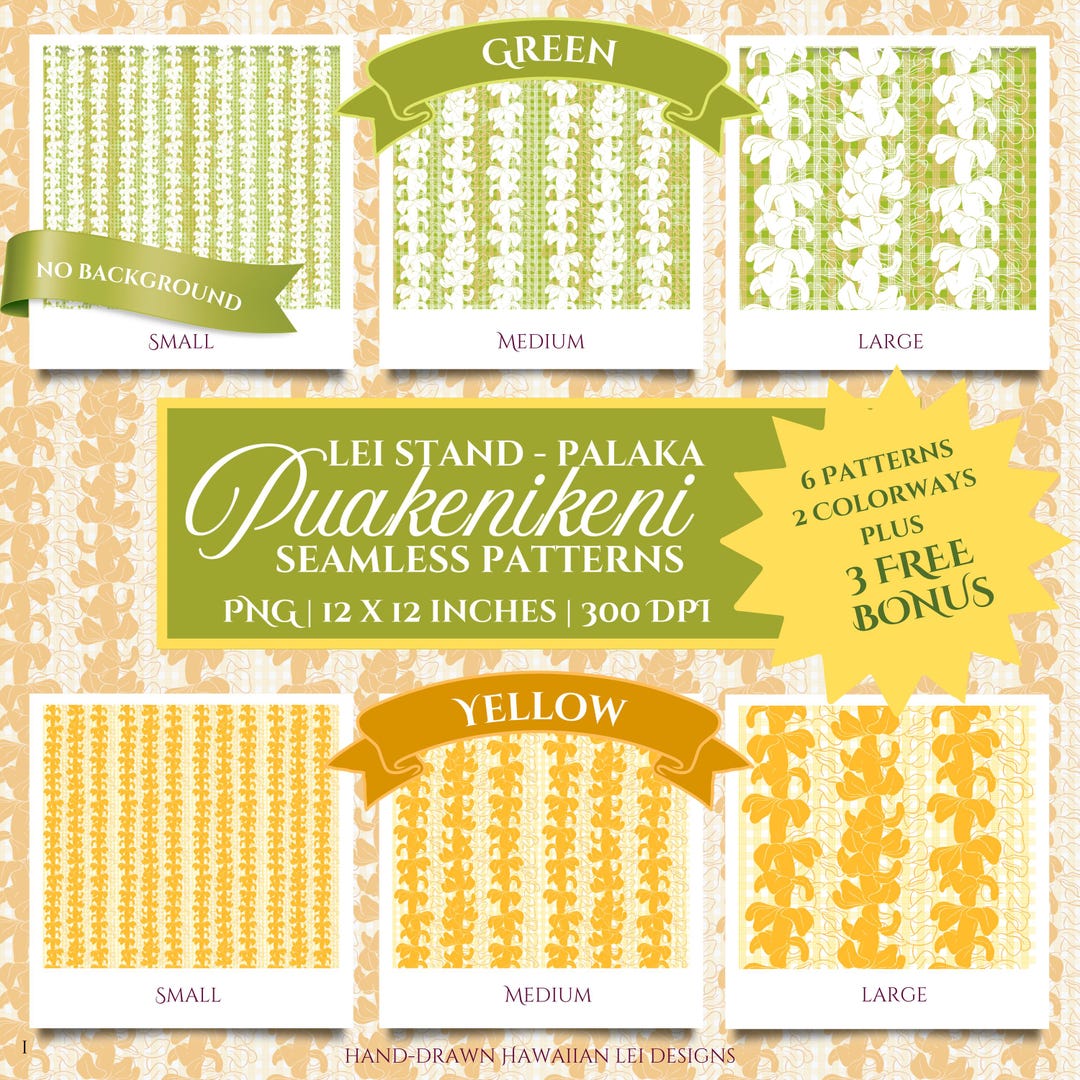 Puakenikeni Lei- 9 Patterns in This Package: Palaka Hawaiian Floral ...