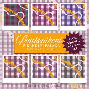 Seamless Puakenikeni Pikake Palaka Pattern Pack, Hawaiian Hand-Drawn, Printable, Sublimation, Fabric, Commercial Use, Instant Download, PNG