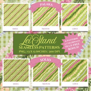 Seamless Palaka Pattern Pack, FREE Bonus, Hawaiian Hand-Drawn,Printable, Sublimation, Fabric, Tropical, Commercial Use, Instant Download,PNG